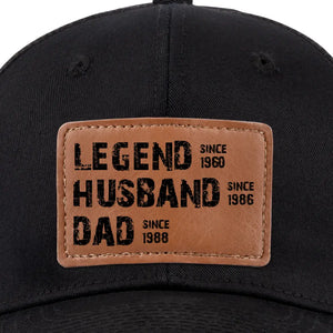 My Legendary Father - Family Personalized Custom Leather Patch Hat - Gift For Dad, Grandpa