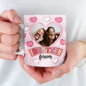 Custom Photo Friends Are The Family You Choose - Bestie Personalized Custom 3D Inflated Effect Printed Mug - Gift For Best Friends, BFF, Sisters