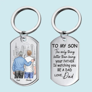 I Love Watching You Become A Dad - Family Personalized Custom Keychain - Gift For Son, Grandson