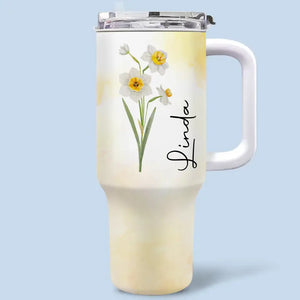 Live Life In Full Bloom - Bestie Personalized Custom 40 Oz Stainless Steel Tumbler With Handle - Gift For Best Friends, BFF, Sisters