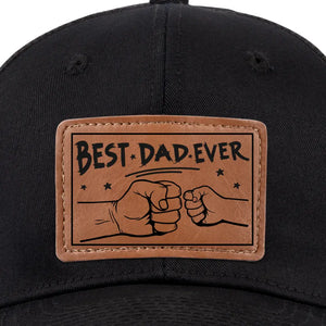 Always The Best One In My Heart - Family Leather Patch Hat - Gift For Dad