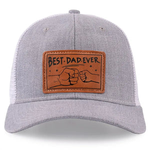 Always The Best One In My Heart - Family Leather Patch Hat - Gift For Dad