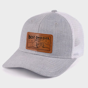 Always The Best One In My Heart - Family Leather Patch Hat - Gift For Dad