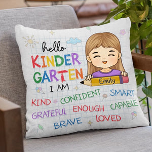 Hello Kinder Garten I Am - Personalized Custom Kid Pillow - Gift For Kid, Back To School Gift