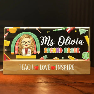 Teach Love Inspire - Teacher Personalized Custom Acrylic Letters 3D LED Night Light - Gift For Teacher