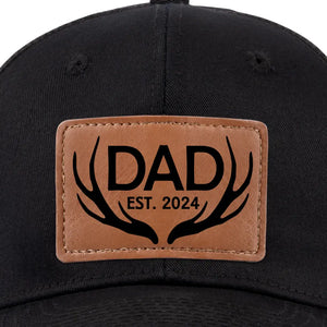 Love Begins And Ends With A Dad - Family Leather Patch Hat - Gift For Dad