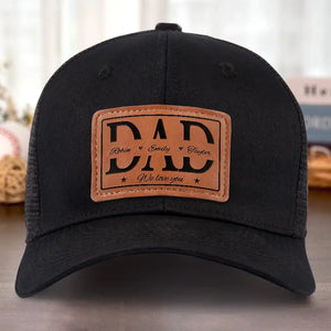 We Love You Dad - Family Personalized Custom Leather Patch Hat - Gift For Dad