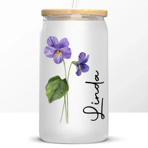 Live Simply Bloom Wildly - Bestie Personalized Custom Glass Cup, Iced Coffee Cup - Gift For Best Friends, BFF, Sisters