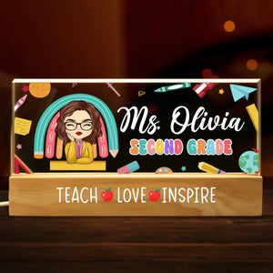 Teach Love Inspire - Teacher Personalized Custom Acrylic Letters 3D LED Night Light - Gift For Teacher