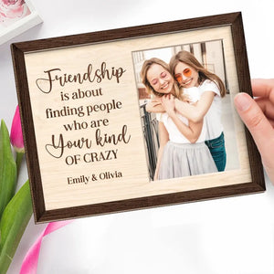 Custom Photo Friends Make The World Beautiful - Bestie Personalized Custom 2-Layered Wooden Plaque With Stand - Gift For Best Friends, BFF, Sisters