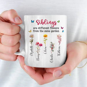 Different Flowers From The Same Garden - Family Personalized Custom Mug - Gift For Family Members, Siblings, Brothers, Sisters