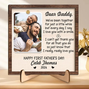 Custom Photo I'm So Blessed To Have A Dad Like You - Family Personalized Custom 2-Layered Wooden Plaque With Stand - Gift For Dad