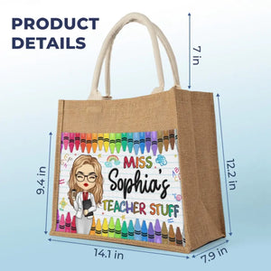 The Work That Fulfills My Heart - Teacher Personalized Custom Tote Gift Bags, Jute Tote Bags, Beach Bags - Gift For Teacher