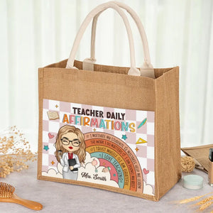 Fueling The Future's Engine - Teacher Personalized Custom Tote Gift Bags, Jute Tote Bags, Beach Bags - Gift For Teacher