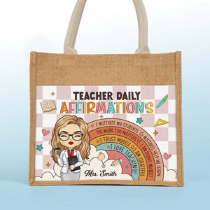 Fueling The Future's Engine - Teacher Personalized Custom Tote Gift Bags, Jute Tote Bags, Beach Bags - Gift For Teacher