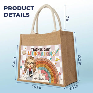 Fueling The Future's Engine - Teacher Personalized Custom Tote Gift Bags, Jute Tote Bags, Beach Bags - Gift For Teacher