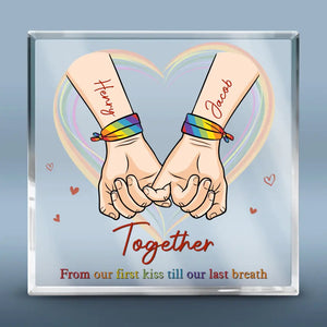 Together From Our First Kiss Till Our Last Breath - Couple Personalized Custom Square Shaped Acrylic Plaque - Gift For Husband Wife, Anniversary, LGBTQ+