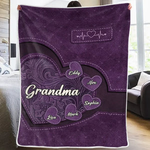 A Garden Of Love Grows In A Grandmother's Heart - Family Personalized Custom Blanket - Gift For Mom, Grandma