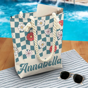 Beaches And Flowers - Bestie Personalized Custom Beach Bag - Summer Vacation Gift For Best Friends, BFF, Sisters