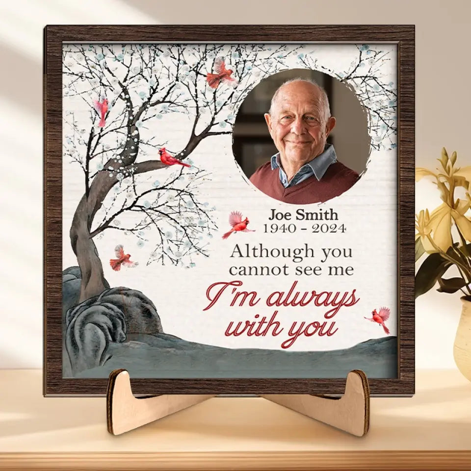 Custom Photo My Heart Is Forever Entwined With Yours - Memorial Personalized Custom 2-Layered Wooden Plaque With Stand - Sympathy Gift For Family Members