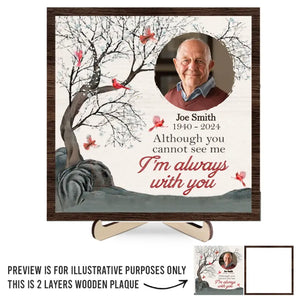 Custom Photo My Heart Is Forever Entwined With Yours - Memorial Personalized Custom 2-Layered Wooden Plaque With Stand - Sympathy Gift For Family Members