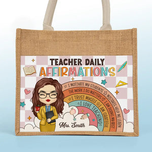 Fueling The Future's Engine - Teacher Personalized Custom Tote Gift Bags, Jute Tote Bags, Beach Bags - Gift For Teacher