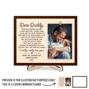 Custom Photo Everyday I Say I Love You With My Smiles - Family Personalized Custom 2-Layered Wooden Plaque With Stand - Gift For Dad