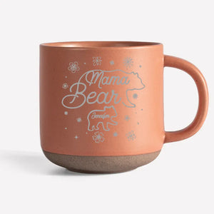 Mama Bear - Family Personalized Custom Pottery Mug - Gift For Mom, Grandma