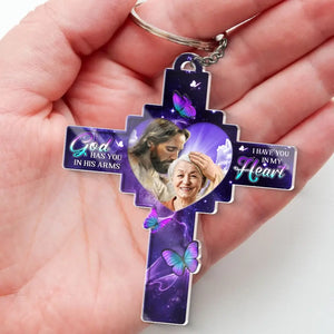 Custom Photo God Had You In His Arms - Memorial Personalized Custom Shaped Acrylic Keychain - Sympathy Gift For Family Members