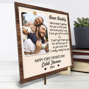 Custom Photo I'm So Blessed To Have A Dad Like You - Family Personalized Custom 2-Layered Wooden Plaque With Stand - Gift For Dad