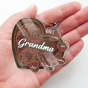 I Have Two Titles Mom And Grandma And I Rock Them Both - Family Personalized Custom Shaped Acrylic Keychain - Gift For Mom, Grandma