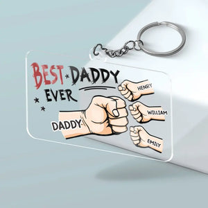 Dad Is My Best Mate - Family Personalized Custom Shaped Acrylic Keychain - Gift For Dad, Grandpa