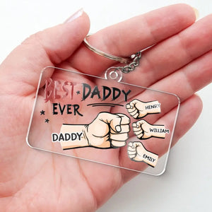 Dad Is My Best Mate - Family Personalized Custom Shaped Acrylic Keychain - Gift For Dad, Grandpa