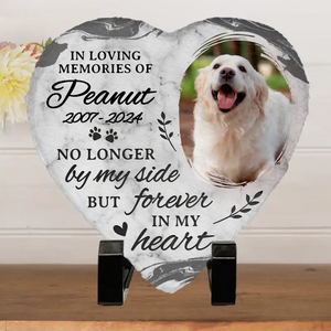 Custom Photo You Leave Pawprints In Our Hearts - Memorial Personalized Custom Heart Shaped Memorial Stone - Sympathy Gift For Pet Owners, Pet Lovers