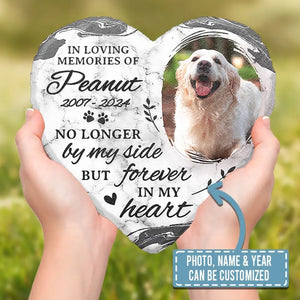 Custom Photo You Leave Pawprints In Our Hearts - Memorial Personalized Custom Heart Shaped Memorial Stone - Sympathy Gift For Pet Owners, Pet Lovers