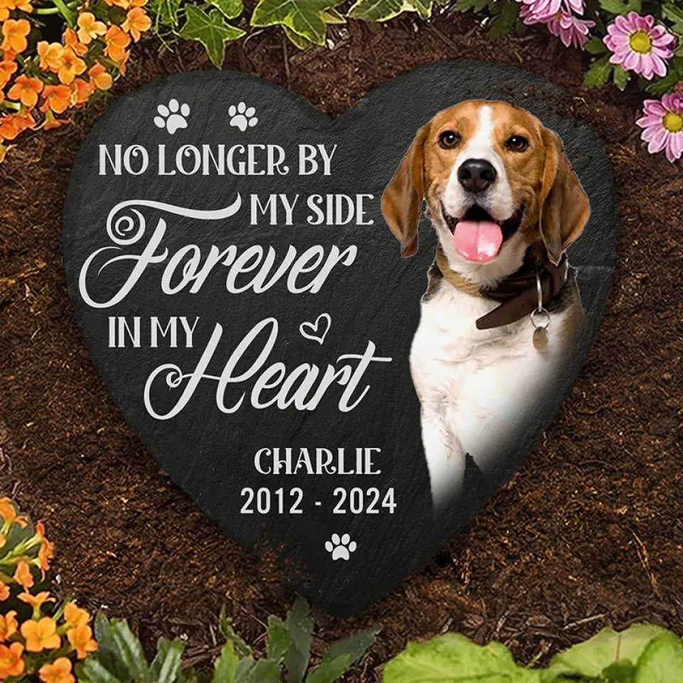 Custom Photo Always In My Thoughts - Memorial Personalized Custom Heart Shaped Memorial Stone - Sympathy Gift For Pet Owners, Pet Lovers