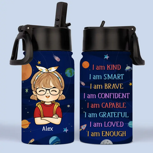 I Am Enough - Personalized Custom Kid Water Bottle - Back To School Gift For Kid, Grandkid