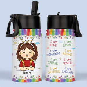 I'm Back - Personalized Custom Kid Water Bottle - Back To School Gift For Kid, Grandkid