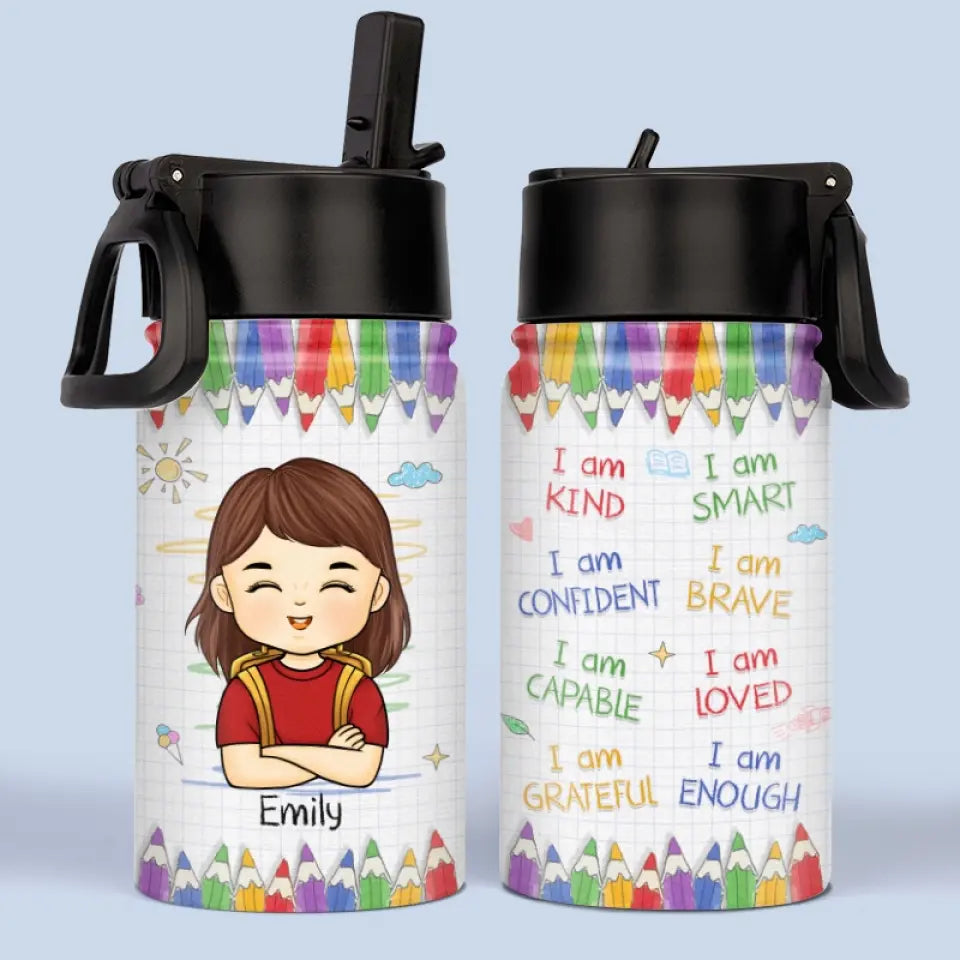 I'm Back - Personalized Custom Kid Water Bottle - Back To School Gift For Kid, Grandkid