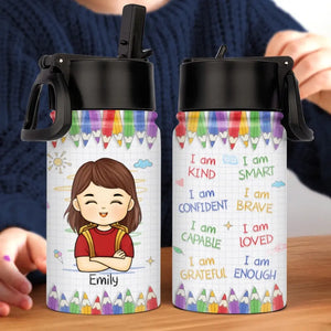 I'm Back - Personalized Custom Kid Water Bottle - Back To School Gift For Kid, Grandkid