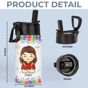 I'm Back - Personalized Custom Kid Water Bottle - Back To School Gift For Kid, Grandkid