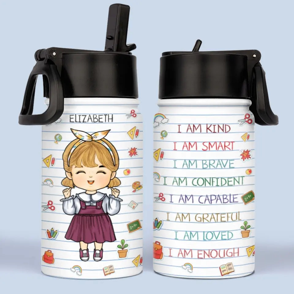 I Am Loved - Personalized Custom Kid Water Bottle - Back To School Gift For Kid, Grandkid