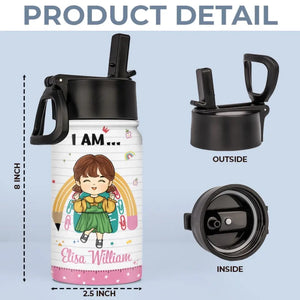 God Says I Am Enough - Personalized Custom Kid Water Bottle - Back To School Gift For Kid, Grandkid