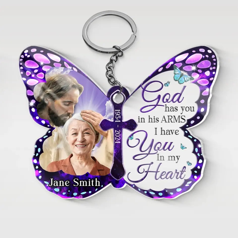 Custom Photo We Miss You And Love You Always - Memorial Personalized Custom Shaped Acrylic Keychain - Sympathy Gift For Family Members