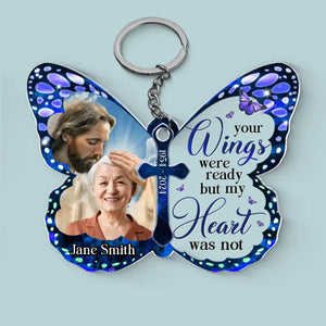 Custom Photo We Miss You And Love You Always - Memorial Personalized Custom Shaped Acrylic Keychain - Sympathy Gift For Family Members