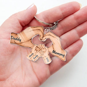 A Little World Created By Love - Family Personalized Custom Shaped Acrylic Keychain - Gift For Family Members