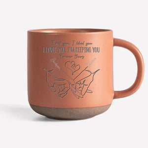 Hold My Hand - Couple Personalized Custom Pottery Mug - Gift For Husband Wife, Anniversary