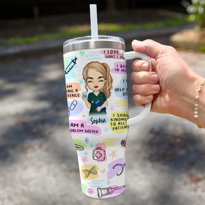 She Is An Amazing Nurse - Nurse Personalized Custom 40 Oz Stainless Steel Tumbler With Handle - Appreciation, Thank You Gift, Nurse Life