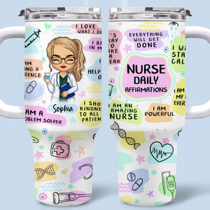 She Is An Amazing Nurse - Nurse Personalized Custom 40 Oz Stainless Steel Tumbler With Handle - Appreciation, Thank You Gift, Nurse Life