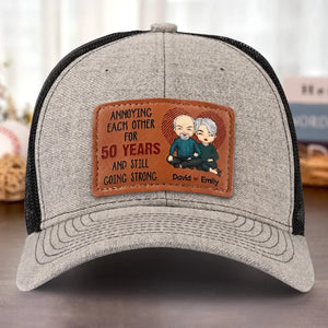 Loving You Is The Most Precious Adventure I Know - Couple Personalized Custom Leather Patch Hat - Gift For Husband Wife, Anniversary